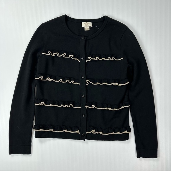 Kate Spade Girls Sz 14 Metallic Ruffle Front Cardigan NWOT - Picture 1 of 6